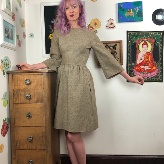 Vintage Vogue Paris Original Dress, 1960s Bell Sle