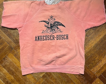 ヴィンテージ アンハイザー ブッシュ スウェットシャツ、1970年代風 カットスリーブ クルーネック M-L