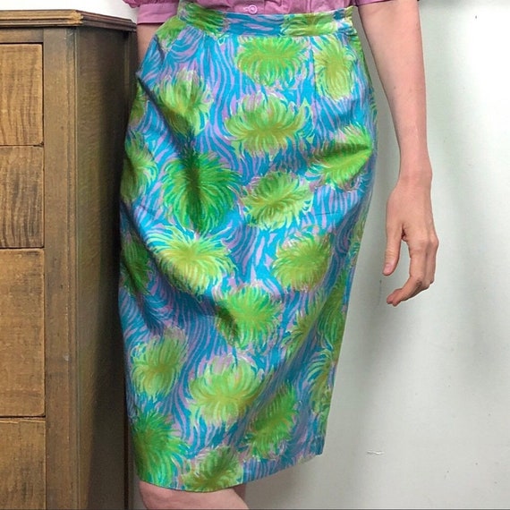 Vintage Floral Pencil Skirt, Mod Style Watercolor… - image 5