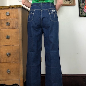 Vintage High Waisted Jeans, 1980s Dark Wash Jeans by Clouds, Size L (Sz 14, or Sz 32 Denim)