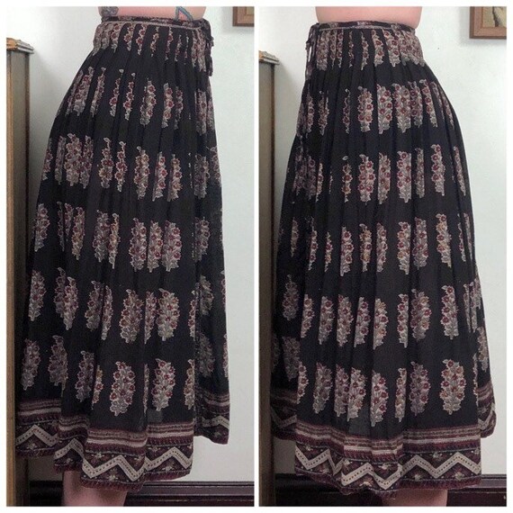 Vintage Indian Cotton Gauze Printed Skirt, 1970s … - image 7