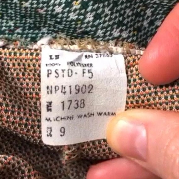 Vintage Polyester Pull-On Pants, 1970s Green Twee… - image 10