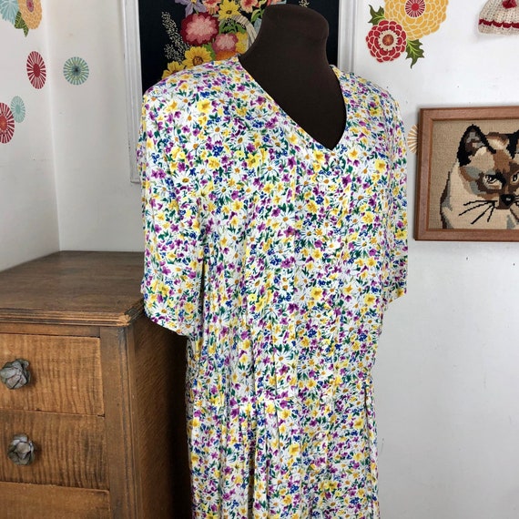 Vintage Floral Romper, 1990s Plus Size Romper, Bu… - image 2