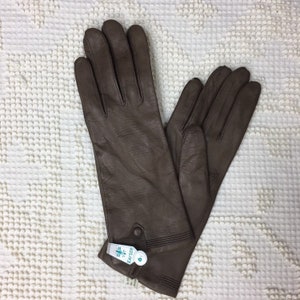 Vintage Leather Driving Gloves, Brown Italian Leather Gloves for Fall and Winter, New Old Stock