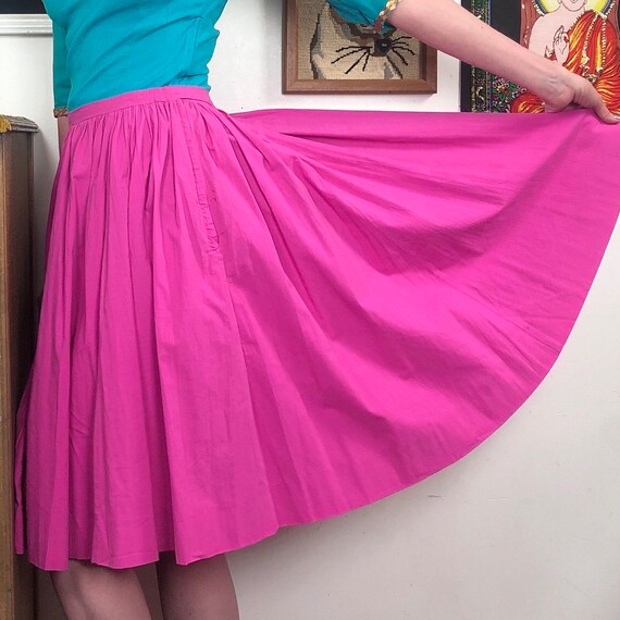 Vintage Handmade Circle Skirt, 1980s Pink Rockabi… - image 8