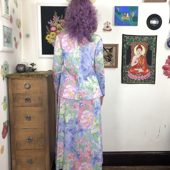 Vintage Flower Print Tank Dress, 1970s Floral Pas… - image 3