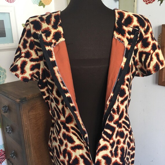 Vintage Leopard Print Shift Dress, 1980s Hand Mad… - image 5