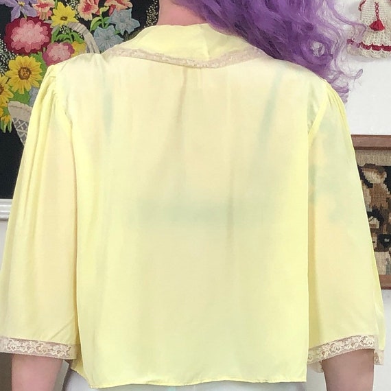 Vintage Yellow Bed Jacket, 1940s Rayon Lingerie T… - image 3