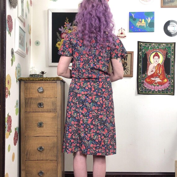 Vintage Secretary Dress, 1980s Floral Peplum Dress by John Robert Sz M View 3