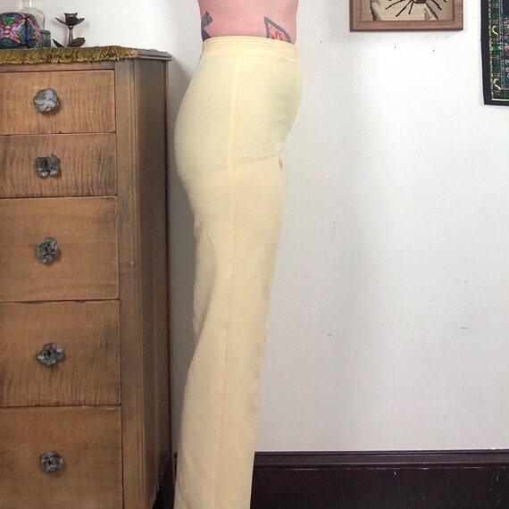 Vintage Yellow Polyester Knit Pants, 1980s Slacks… - image 6