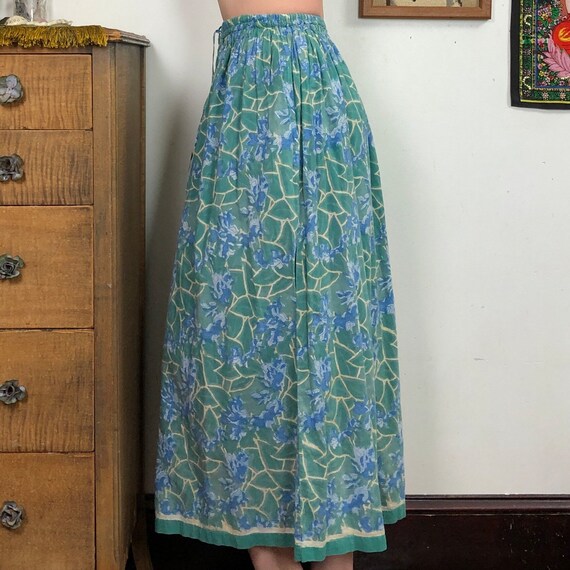 70s Natural Gauze Button Down Striped Skirt S main image 0