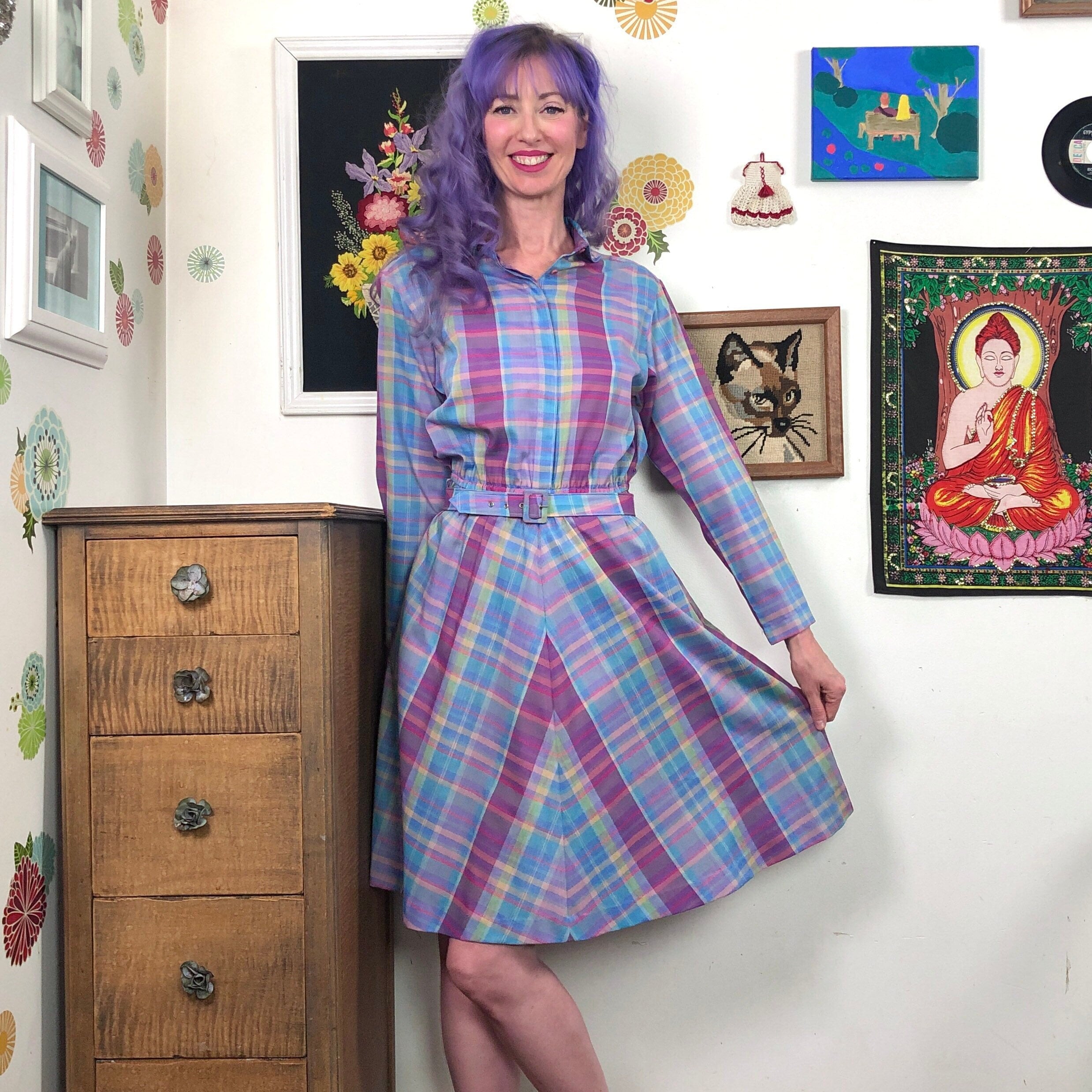 Purple hotsell plaid dress