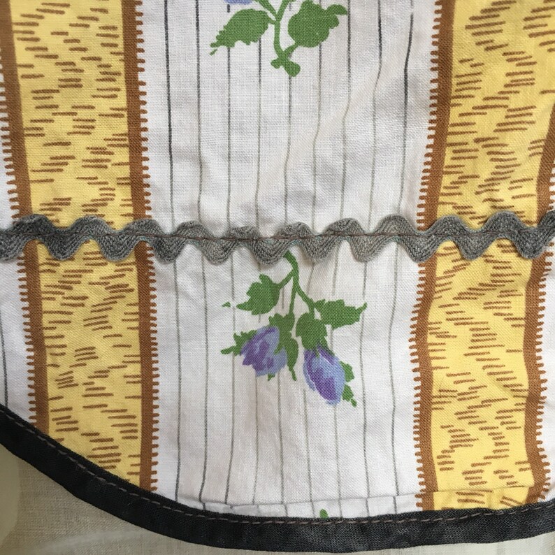 Made in France Price is per Yard Brocade Ribbon with Geometric Floral Pattern Light to Dark Blues Green on a Custard background