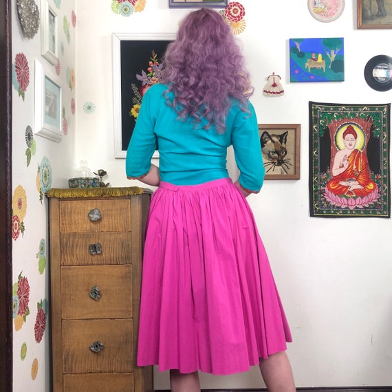 Vintage Handmade Circle Skirt, 1980s Pink Rockabi… - image 3