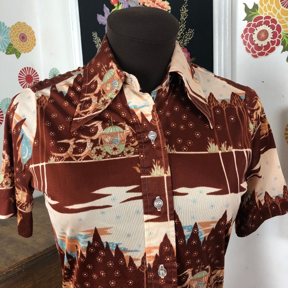 Vintage Butterfly Collar Shirt with Cinderella Car