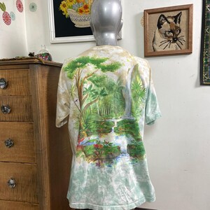 Vintage Liquid Blue Rainforest Preserve Paradise T-Shirt, 1990s Tie Dye Tee XL immagine 9