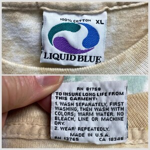 Vintage Liquid Blue Rainforest Preserve Paradise T-Shirt, 1990s Tie Dye Tee XL immagine 12