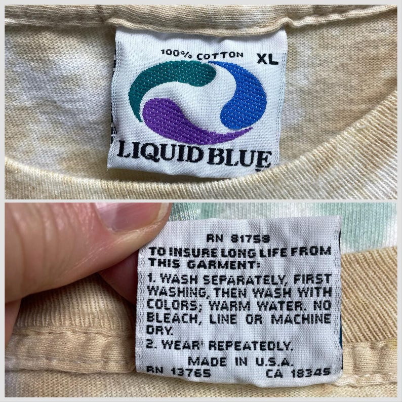 Vintage Liquid Blue Rainforest Preserve Paradise T-Shirt, 1990s Tie Dye Tee XL immagine 12