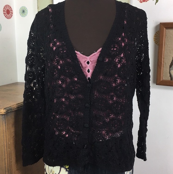 crochet black cardigan