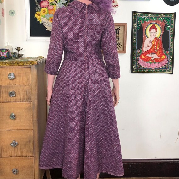 Vintage Purple Tweed Day Dress, 1960s David Cryst… - image 7
