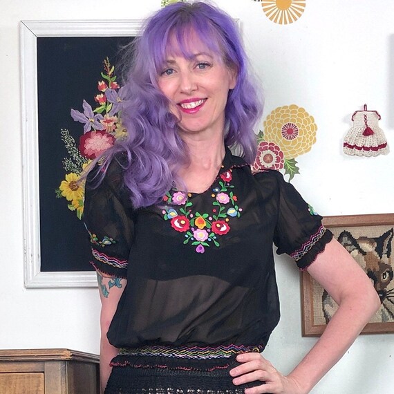 sheer peasant blouse