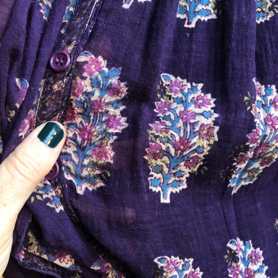 Vintage Purple Cotton Gauze Skirt, 1970s Indian C… - image 8
