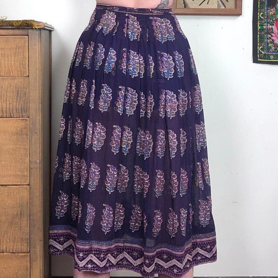 Vintage Purple Cotton Gauze Skirt, 1970s Indian C… - image 6