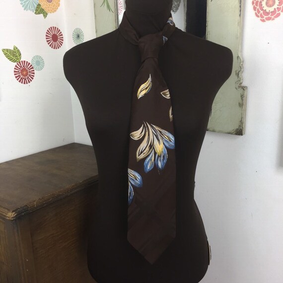 Vintage Wide Floral Tie, 1970s Super Wide Necktie… - image 6