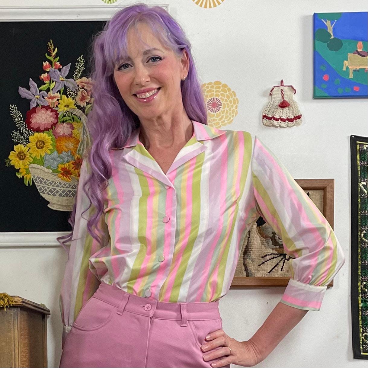 トップス LIten Grosgrain candy Blouse Candy Stripe Blouse - Etsy Canada