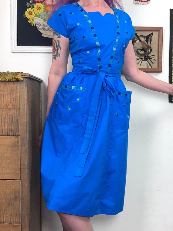 Vintage Swirl Brand Wrap Dress, Embroidered Flora… - image 1
