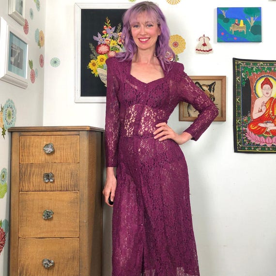 chinese dress ladies 90s Maroon Lace Babydoll Button Up Maxi Dress  Soapbox Vintage