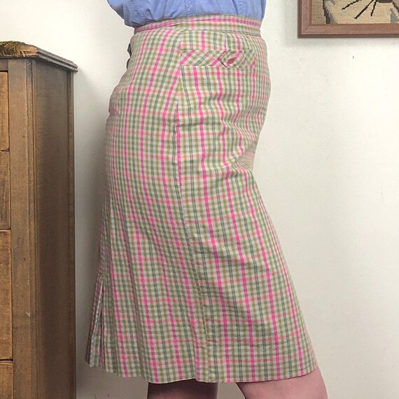 Vintage Pastel Plaid Skirt, 1950s Pencil Skirt in… - image 6
