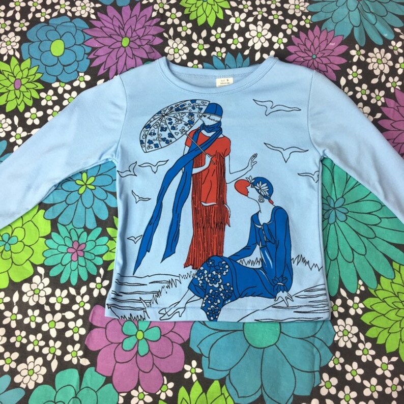 Vintage Novelty Print Shirt 1970s Kids Tee Long Sleeve Etsy