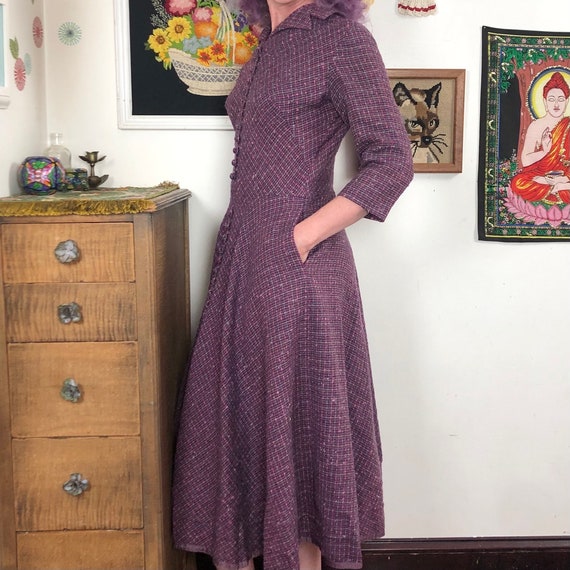 Vintage Purple Tweed Day Dress, 1960s David Cryst… - image 8