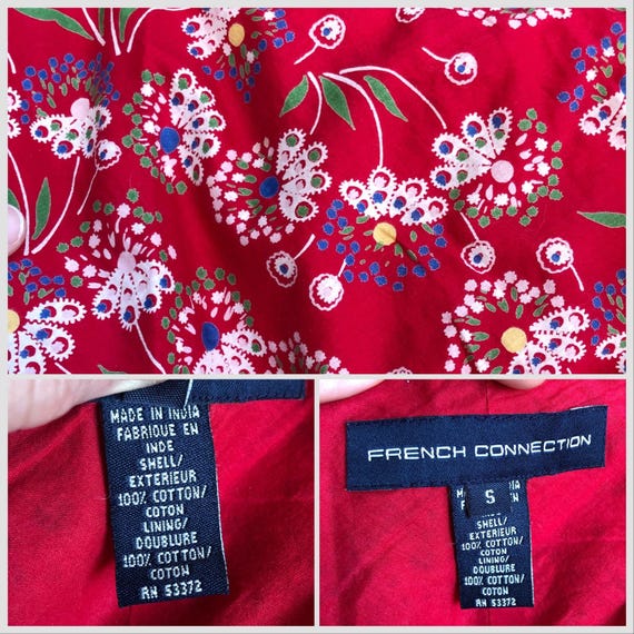 Vintage Floral Crop Top, y2k Red Flower Print Cam… - image 9