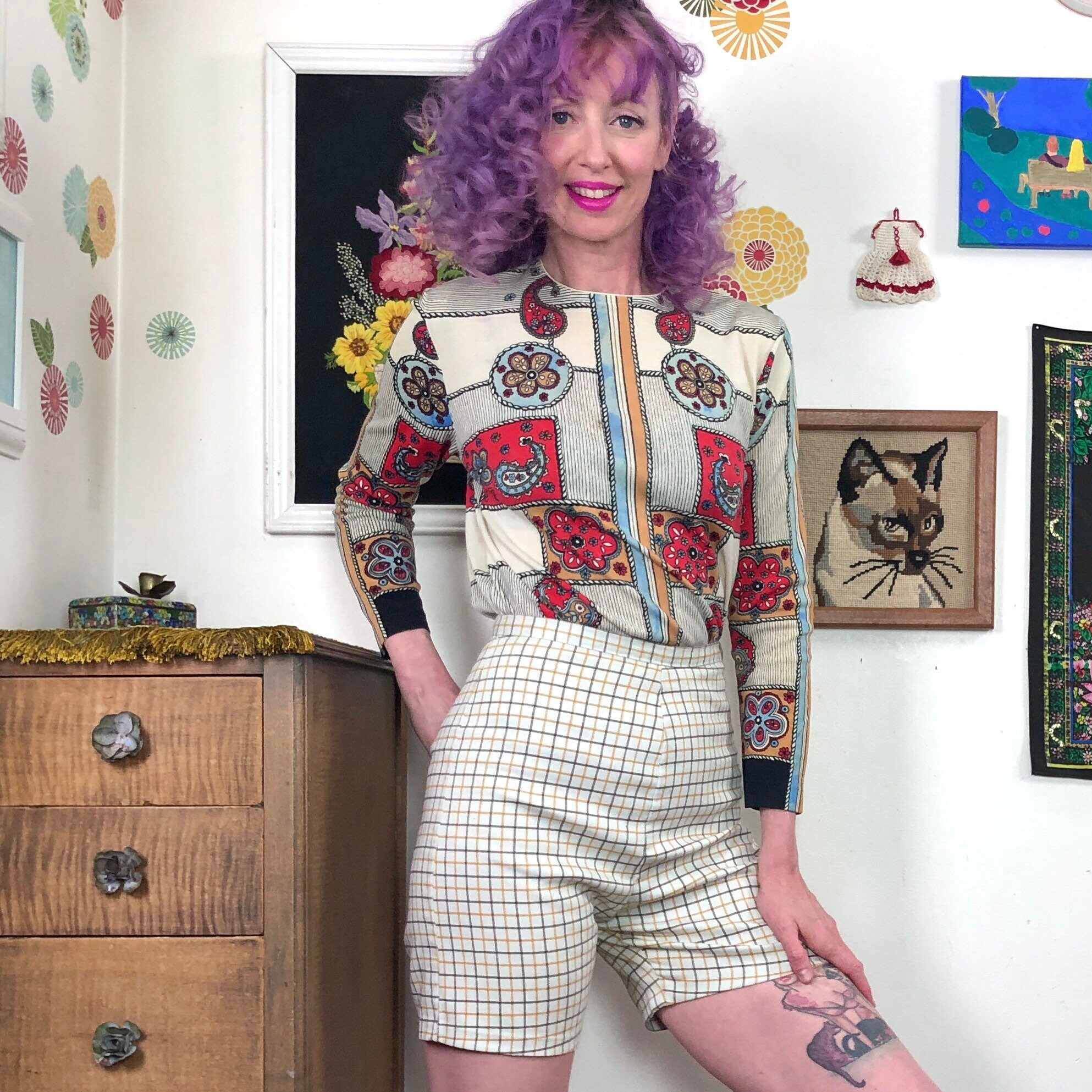 Vintage High Waisted Shorts 1960s Brown 