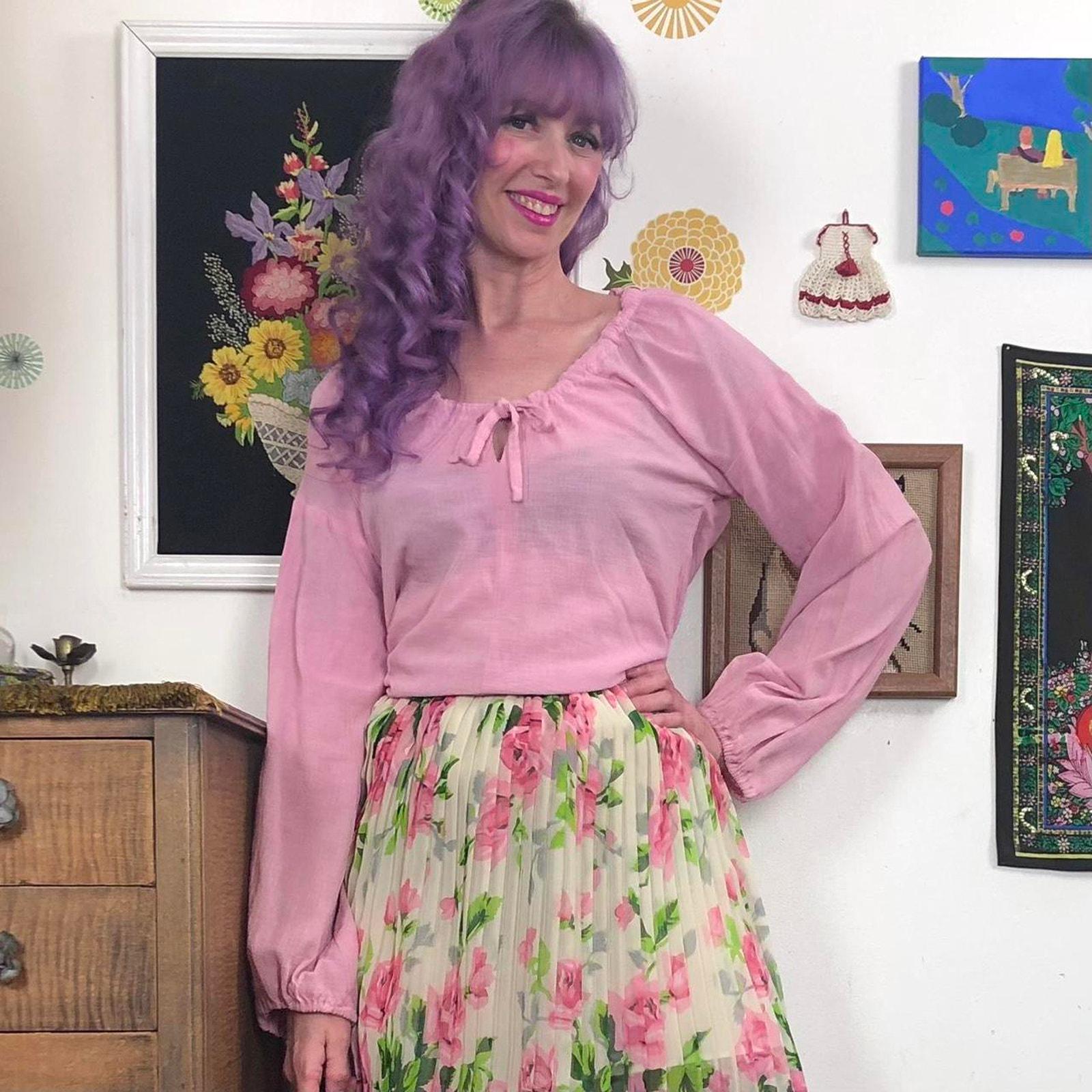 トップス 70s Dead stock gauze tunic THE TUNIC in WHITE & PINK & BLUE STRIPED GAUZE – Lisa Marie