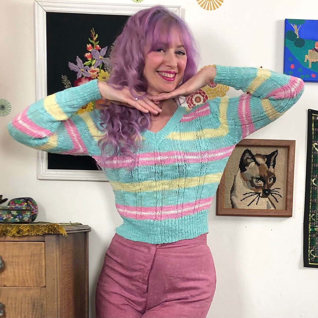 Review for retro pastel sweater yv2182