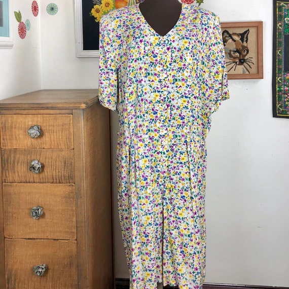 Vintage Floral Romper, 1990s Plus Size Romper, Bu… - image 3