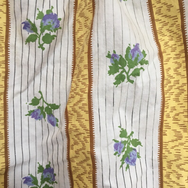 Made in France Price is per Yard Brocade Ribbon with Geometric Floral Pattern Light to Dark Blues Green on a Custard background