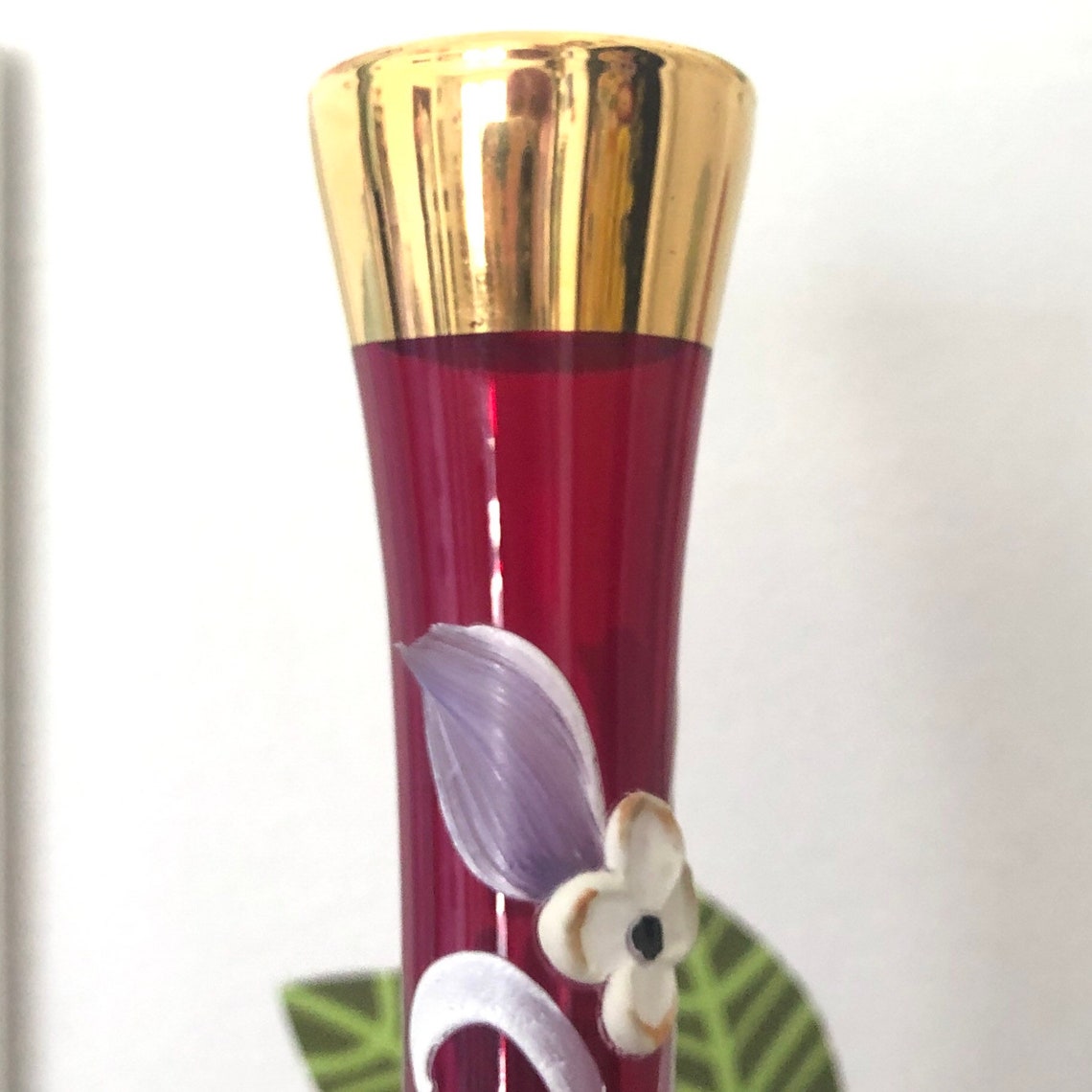 Vintage Murano Glass Bud Vase Red Glass With 24K Gold Rim and Etsy