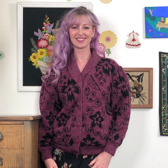60s Floral Embroidered Cardigan, Vintage 1960s White Flower