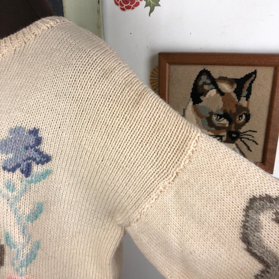1980s Pastel Sweater, Romantic Floral Sweater, Ov… - image 8