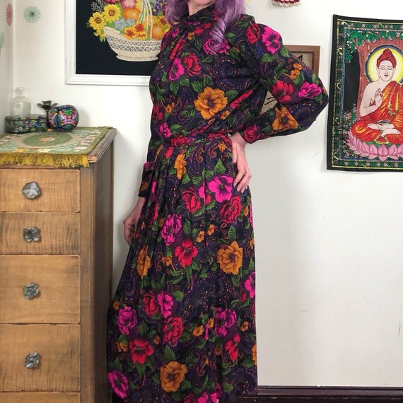 Vintage Neon Floral Skirt Suit, 1980s Secretary S… - image 8