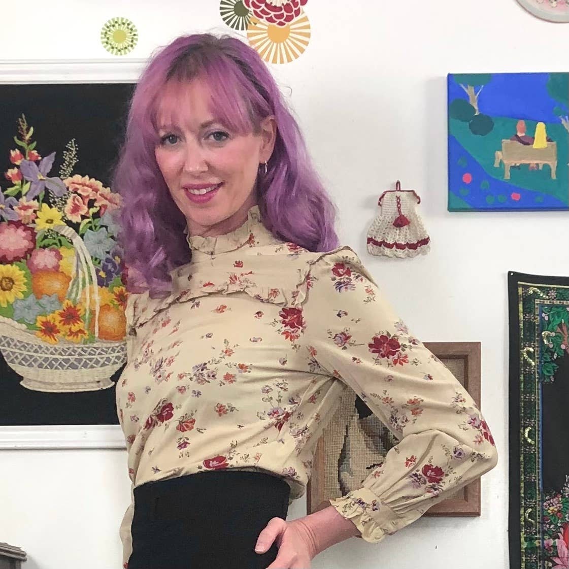 Ameri（アメリ）の「2WAY HAZE FLOWER BLOUSE（シャツ/ブラウス