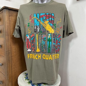 Camiseta gráfica vintage de Nueva Orleans, Mardi Gras Jazz de los años 90, talla XL