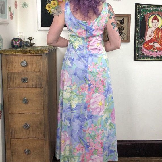 Vintage Flower Print Tank Dress, 1970s Floral Pas… - image 7