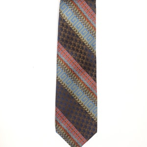 Vintage Wide Striped Tie, 1970&#39;s Orange & Brown Stripe Tie, Disco Era Salesman Style Polyester Necktie