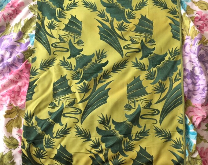 Mid Century Damask by the Yard Green Satin Damask Chinoiserie Etsy