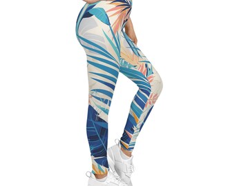 Active wear leggings, gym leggings, floral printed leggings, women's fitness pants, stretchy yoga bottoms